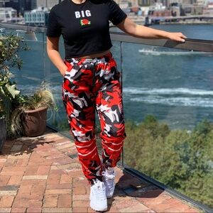 Waisted Camo-Print Jogger Track Pants